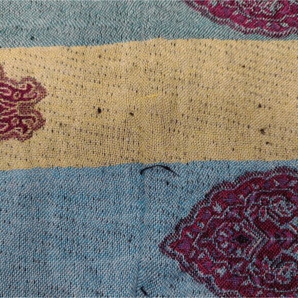 Womens 100% Cashmere Pashmina Wrap Multi Colored Paisley Fringe Afghanistan - Picture 6 of 7